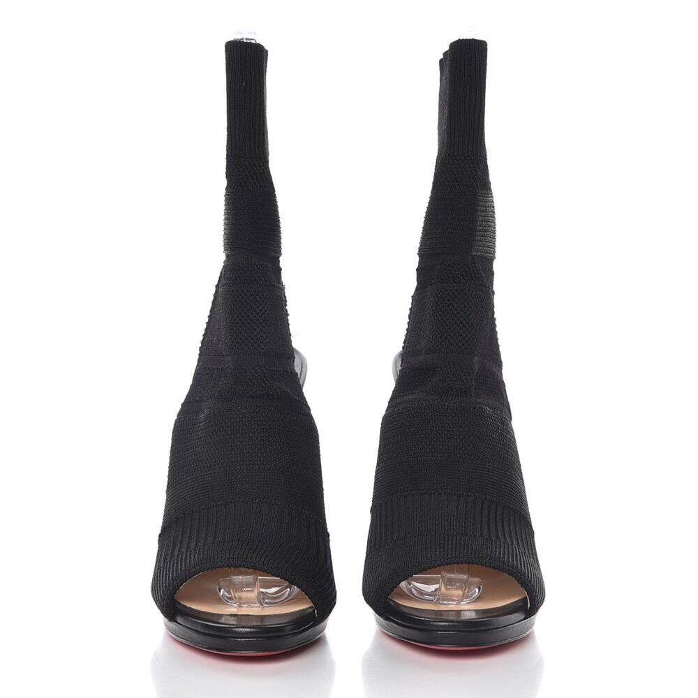 Christian Louboutin NIB Cheminene 120 Black Open Toe Sock Boots Heels 39 - Picture 4 of 10